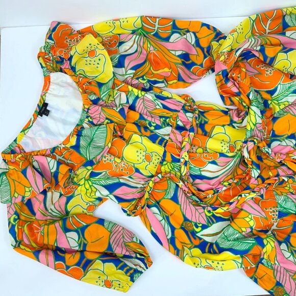 J.Crew 100% Cotton Tropical Floral Romantic Midi Dress Size 10 - Picture 14 of 16